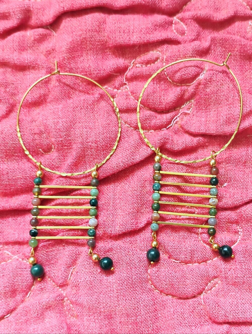 Large Indian Agate 'Ladder' Statement Hoops